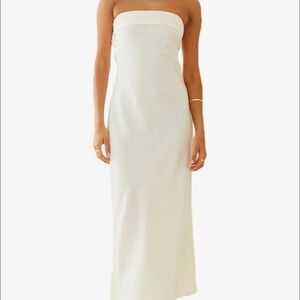 White Satin Strapless Dress- never worn!
